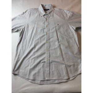 Ralph Lauren Classic Fit Striped Button-Down Shirt Mens XL-TG- Gray & White